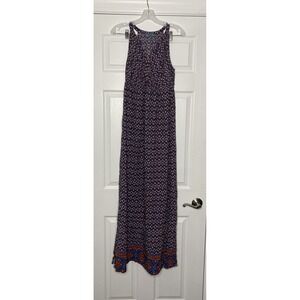Fleur Bleue Women's V Neck Maxi‎ Dress Blue Multicolor Floral 8